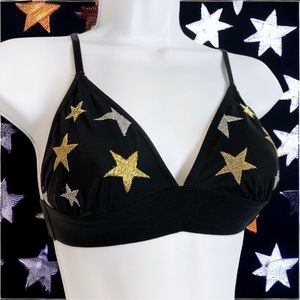 Victoria’s Secret PINK Metallic Embroidered Stars Bralette Bra